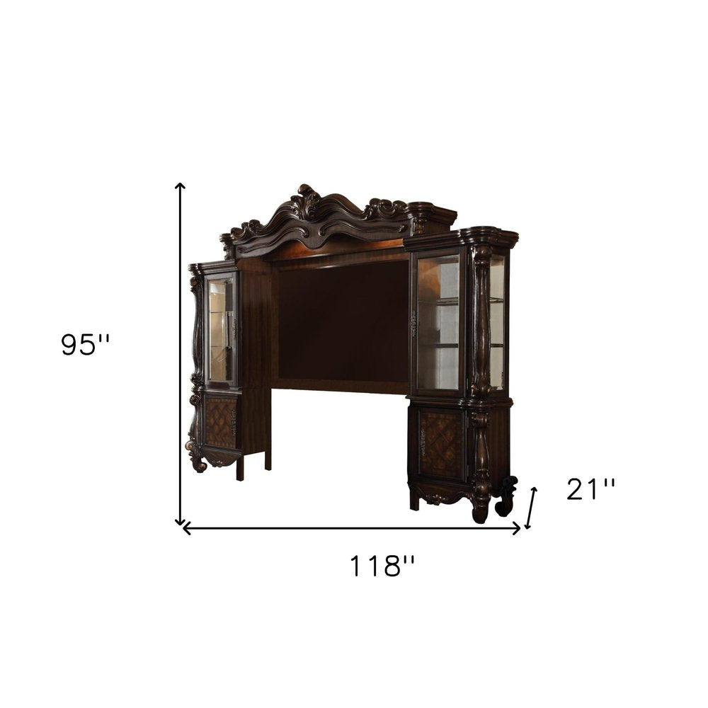 118" Dark Brown Solid Wood Floating Mount Entertainment Center HomeRoots