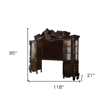 118" Dark Brown Solid Wood Floating Mount Entertainment Center HomeRoots