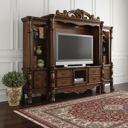 118" Dark Brown Solid Wood Floating Mount Entertainment Center HomeRoots