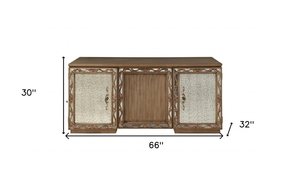 32" Brown Executive Desk With Two Cabinets HomeRoots