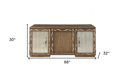 32" Brown Executive Desk With Two Cabinets HomeRoots