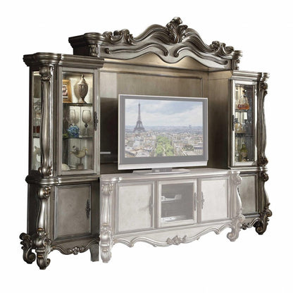 118" Platinum Solid Wood Floating Mount Entertainment Center HomeRoots
