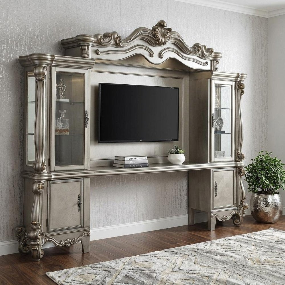 118" Platinum Solid Wood Floating Mount Entertainment Center HomeRoots
