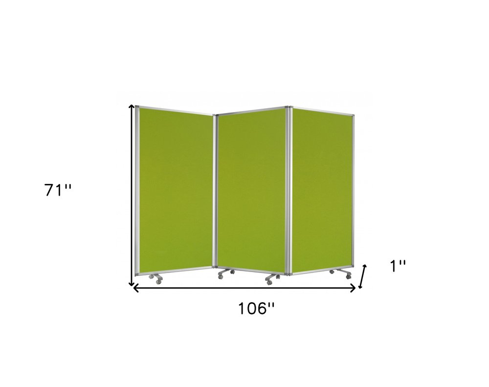 71" Green Iron Folding Three Panel Screen Room Divider HomeRoots