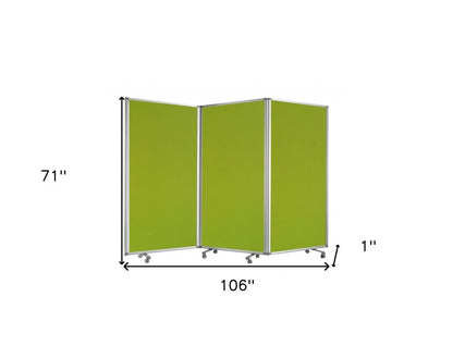 71" Green Iron Folding Three Panel Screen Room Divider HomeRoots