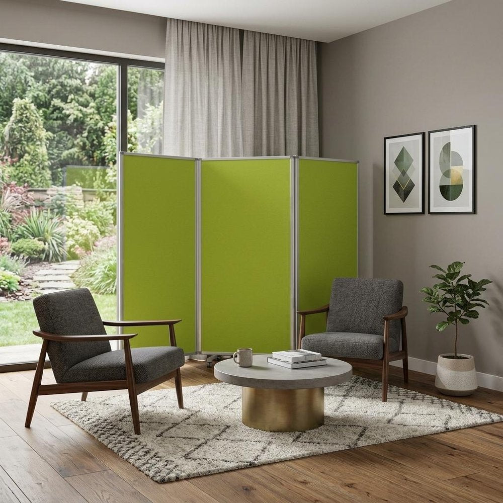 71" Green Iron Folding Three Panel Screen Room Divider HomeRoots