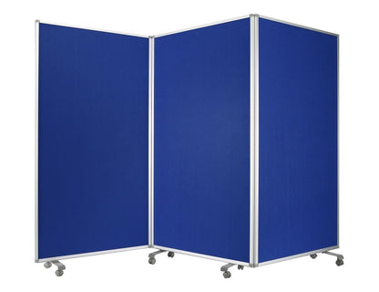 71" Blue Iron Folding Three Panel Screen Room Divider HomeRoots