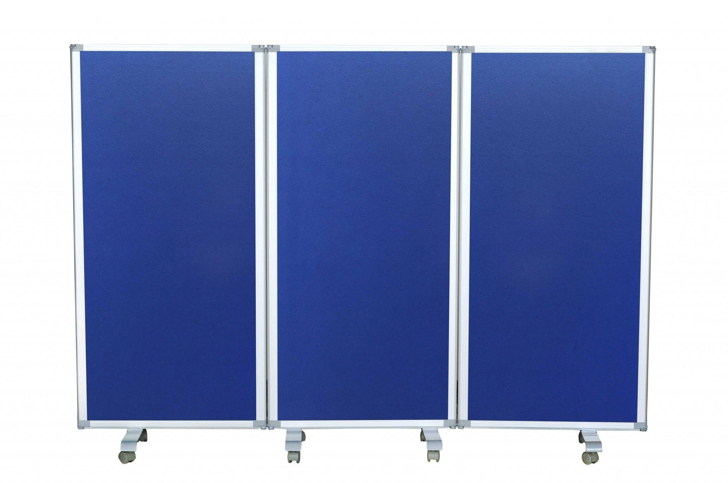71" Blue Iron Folding Three Panel Screen Room Divider HomeRoots