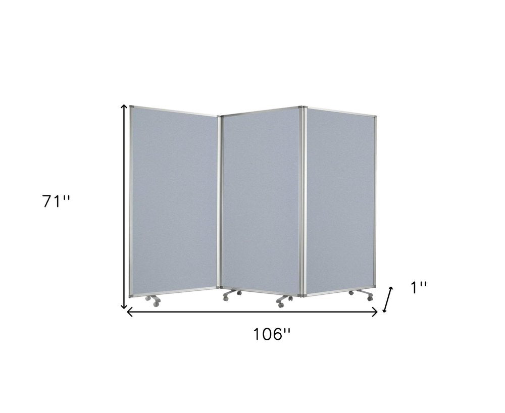 71" Gray Iron Folding Three Panel Screen Room Divider HomeRoots