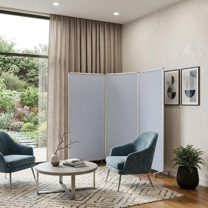 71" Gray Iron Folding Three Panel Screen Room Divider HomeRoots