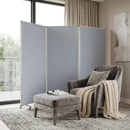 71" Gray Iron Folding Three Panel Screen Room Divider HomeRoots