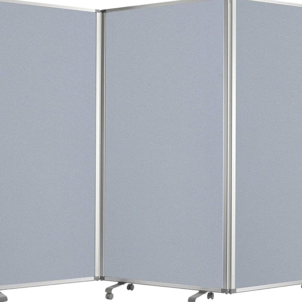 71" Gray Iron Folding Three Panel Screen Room Divider HomeRoots