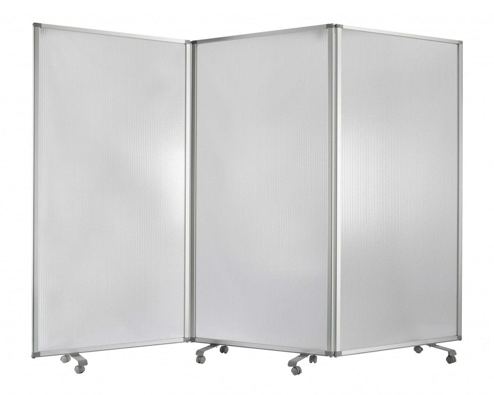 71" White Iron Folding Three Panel Screen Room Divider HomeRoots