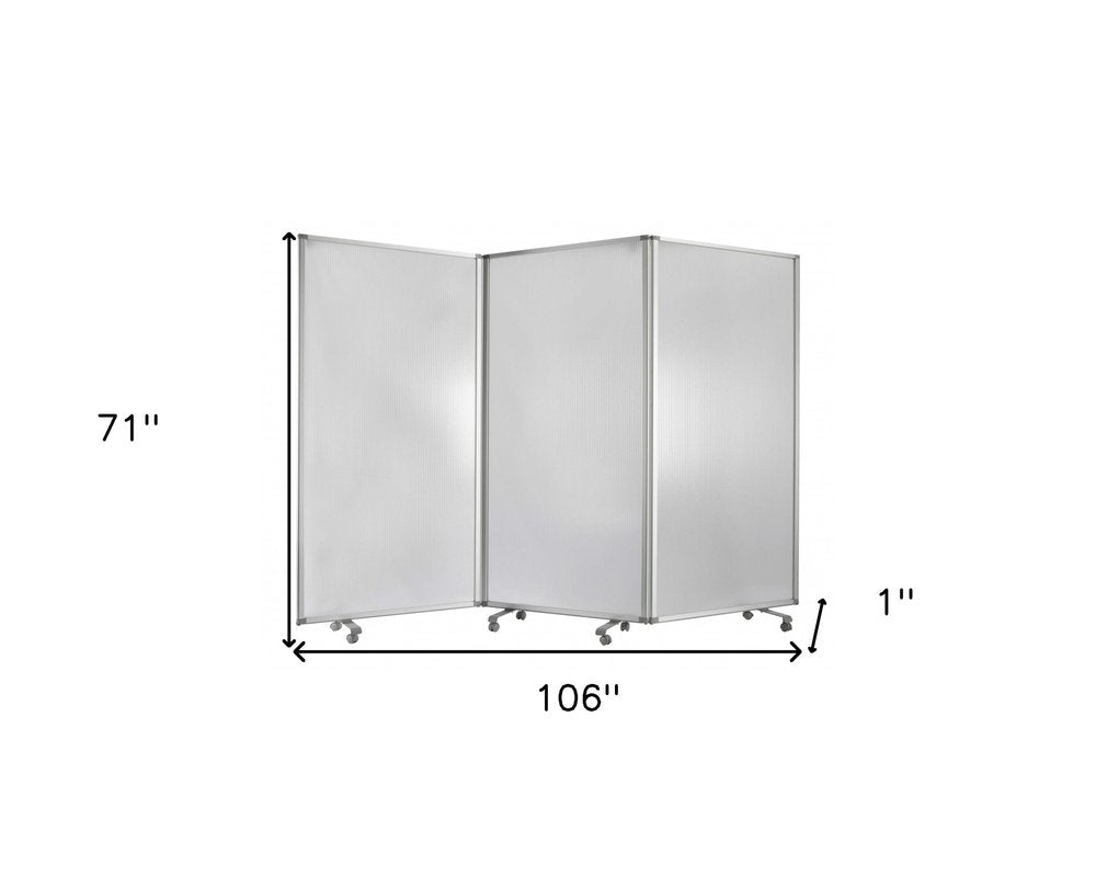 71" White Iron Folding Three Panel Screen Room Divider HomeRoots