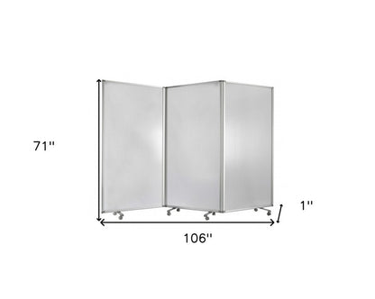 71" White Iron Folding Three Panel Screen Room Divider HomeRoots