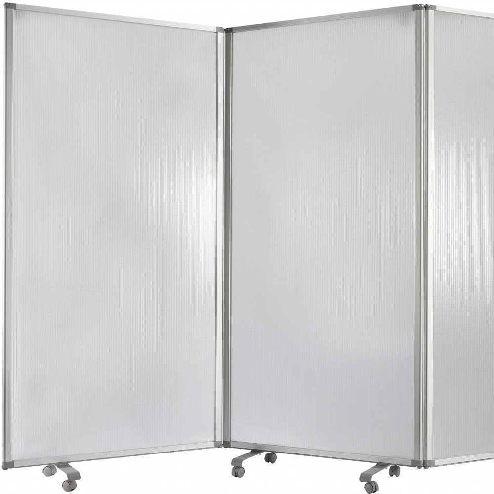71" White Iron Folding Three Panel Screen Room Divider HomeRoots