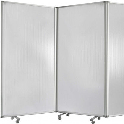 71" White Iron Folding Three Panel Screen Room Divider HomeRoots