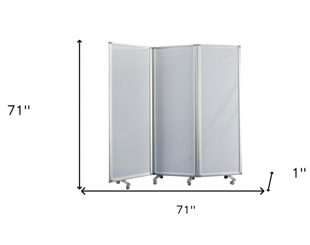 71" White Iron Folding Six Panel Screen Room Divider HomeRoots