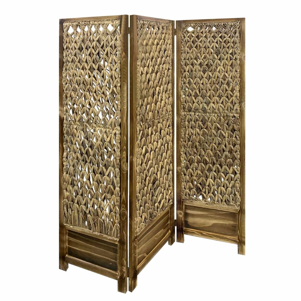 67" Brown Folding Three Panel Screen Room Divider HomeRoots