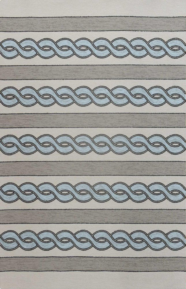 8' X 11' Ivory Light Blue And Gray Geometric Hand Hooked Area Rug HomeRoots