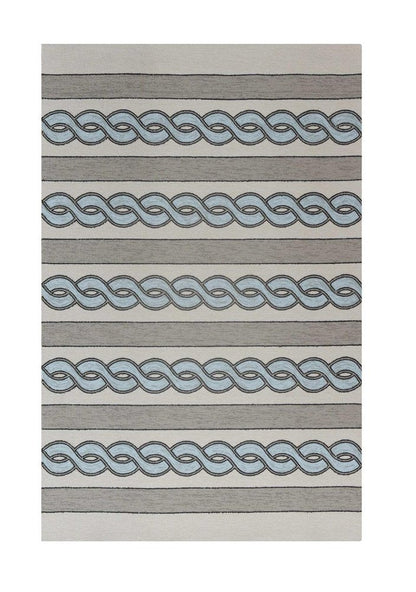 8' X 11' Ivory Light Blue And Gray Geometric Hand Hooked Area Rug HomeRoots