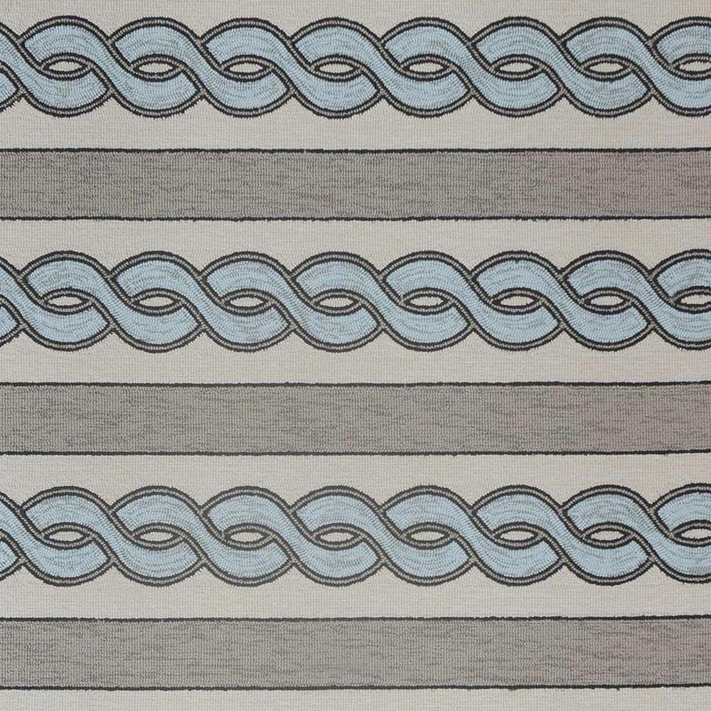 8' X 11' Ivory Light Blue And Gray Geometric Hand Hooked Area Rug HomeRoots