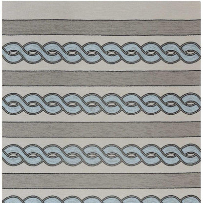 8' X 11' Ivory Light Blue And Gray Geometric Hand Hooked Area Rug HomeRoots
