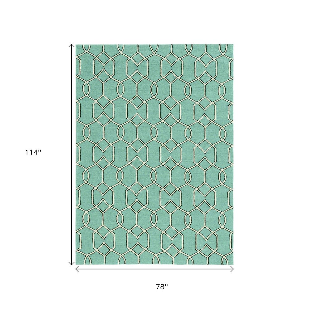 7' X 10' Green Moroccan Indoor Outdoor Area Rug — view 7