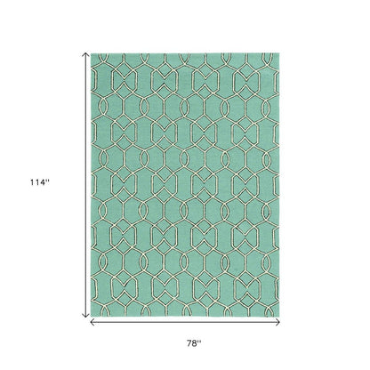 7' X 10' Green Moroccan Indoor Outdoor Area Rug HomeRoots