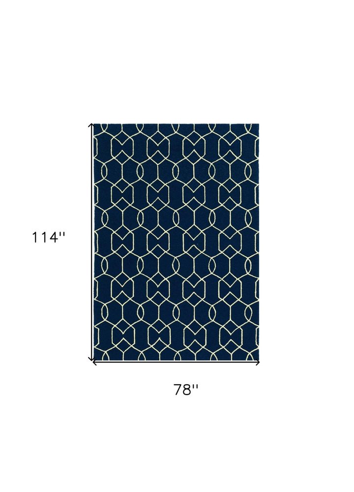 7' X 10' Blue Moroccan Indoor Outdoor Area Rug — view 6