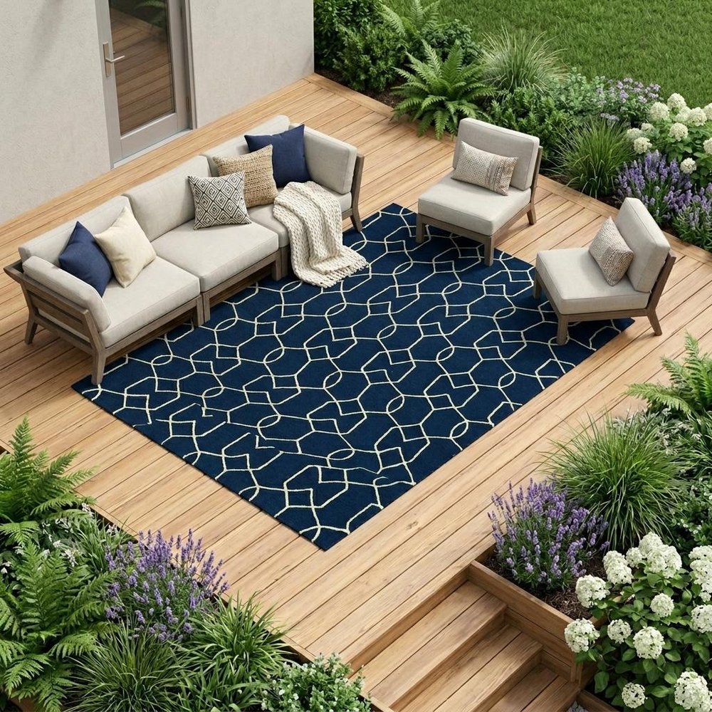 7' X 10' Blue Moroccan Indoor Outdoor Area Rug HomeRoots