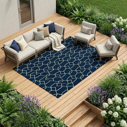 7' X 10' Blue Moroccan Indoor Outdoor Area Rug HomeRoots