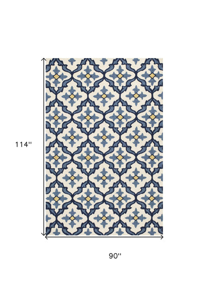 3' X 5' Blue Moroccan Handmade Indoor Outdoor Area Rug