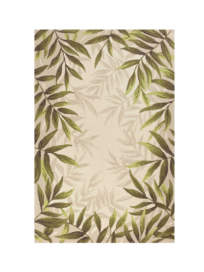 8'X10' Sand Beige Hand Hooked Uv Treated Bordered Coastal Sea Grass Indoor Outdoor Area Rug