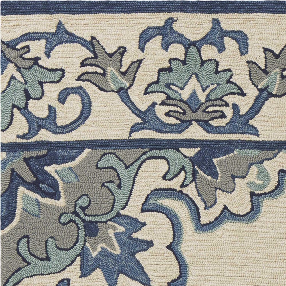 8' X 10' Ivory And Blue Damask Indoor Outdoor Area Rug — view 2