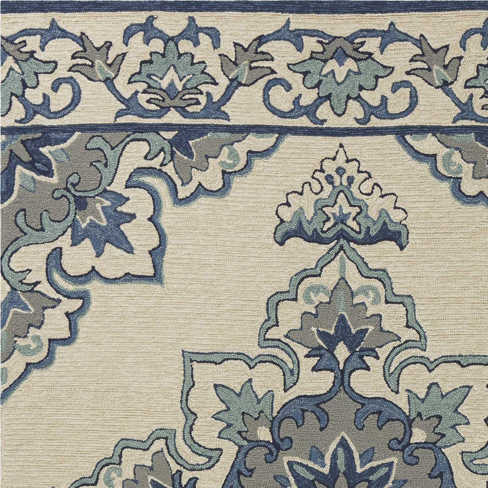 8' X 10' Ivory And Blue Damask Indoor Outdoor Area Rug HomeRoots