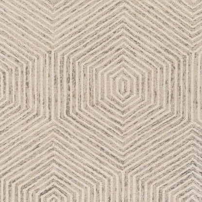 5' X 7' Ivory Geometric Hexagon Wool Indoor Area Rug