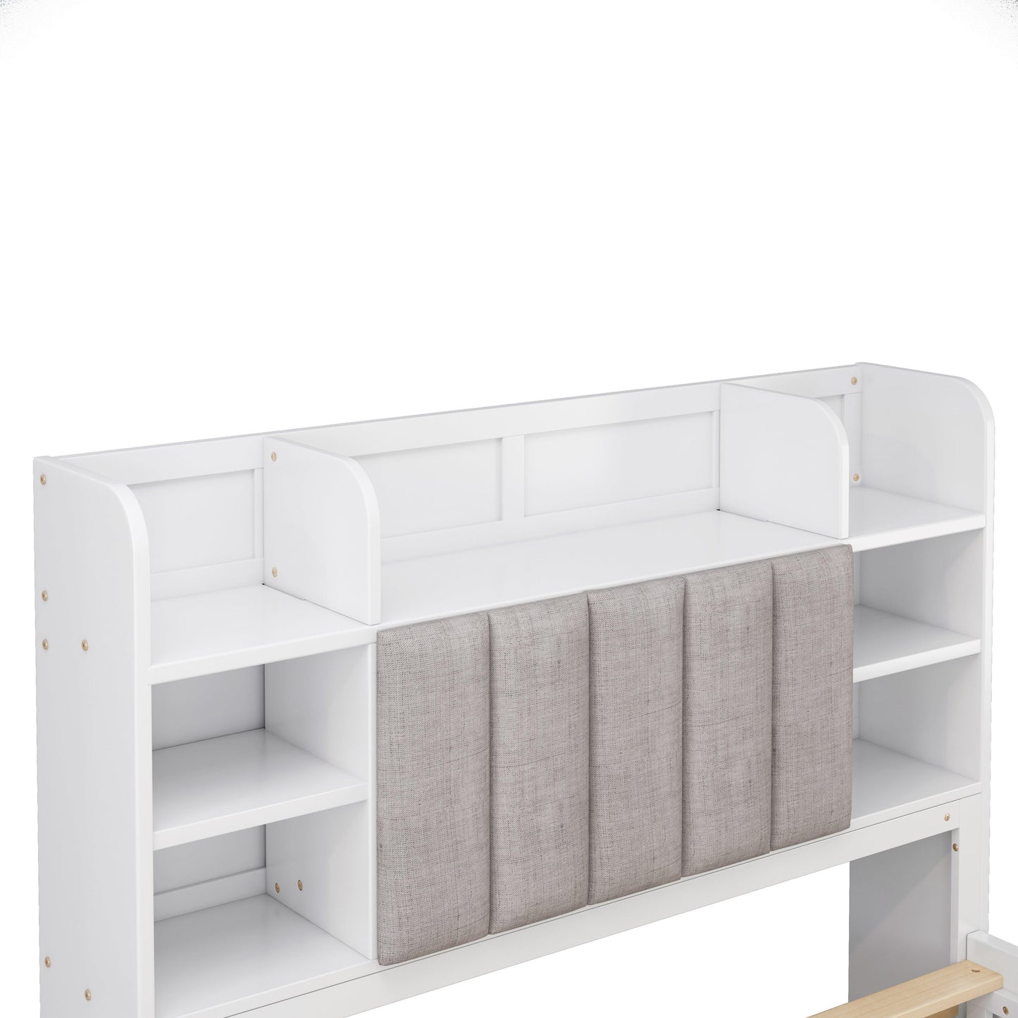 Multi-functional Full Size Bed Frame with 4 Under-bed Portable Storage Drawers and Multi-tier Bedside Storage Shelves White - FurniFindUSA