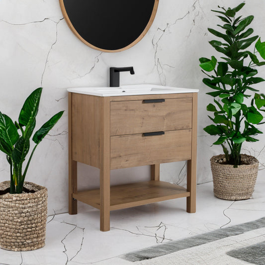 30 Inch Bathroom Vanity Plywood With 2 Drawers-BVB01030IMO-BL9075B - FurniFindUSA