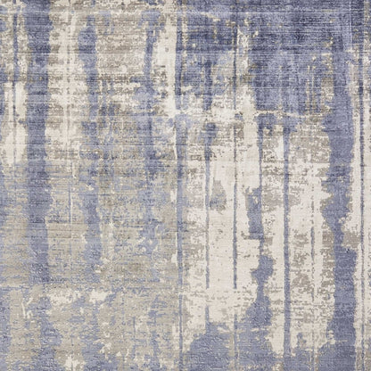 5' X 7' Grey Blue Hand Loomed Abstract Brushstroke Indoor Area Rug