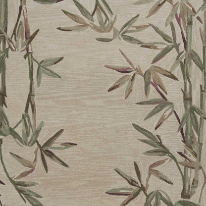 5'X8' Ivory Hand Tufted Bordered Bamboo Indoor Area Rug