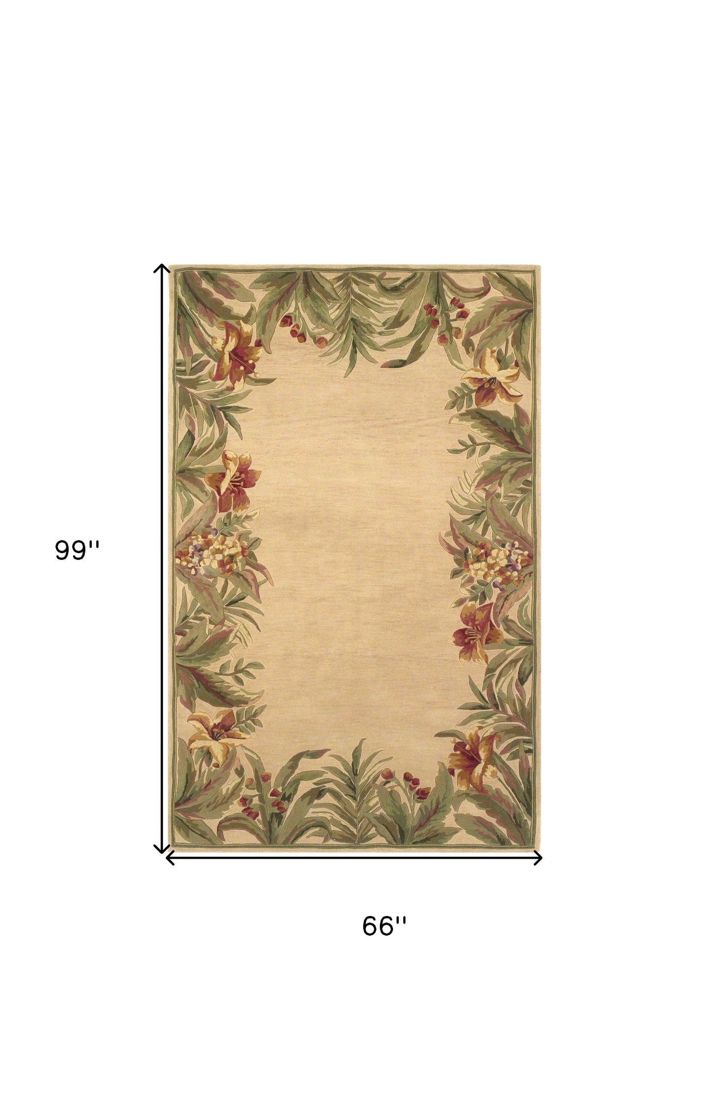 5' X 8'  Wool Ivory  Area Rug