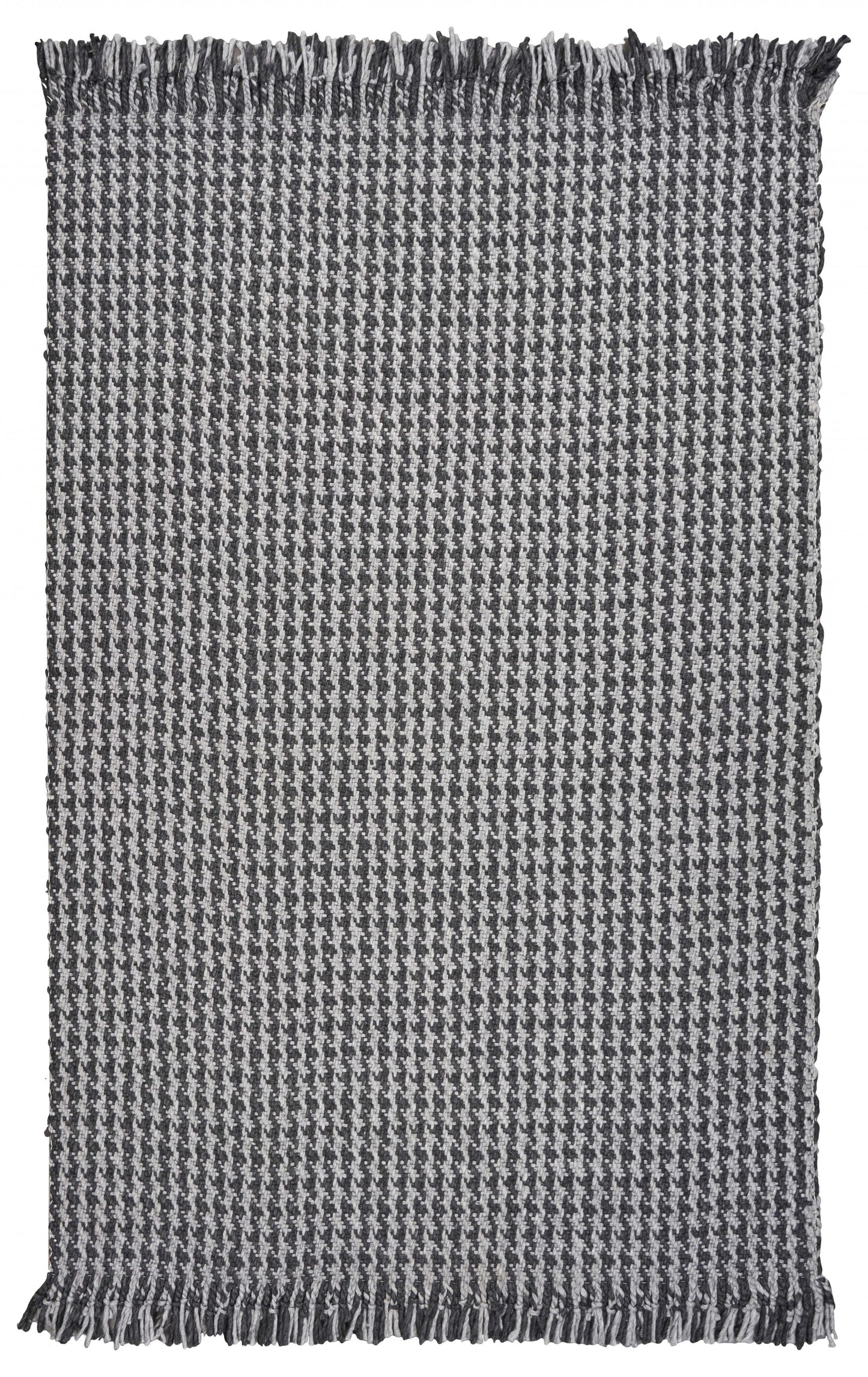 5'X8' Grey Hand Woven Houndstooth Indoor Area Rug