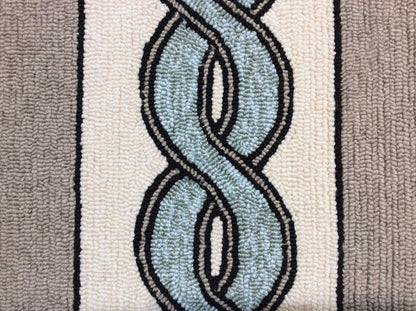 8' X 11' Ivory Light Blue And Gray Geometric Hand Hooked Area Rug HomeRoots