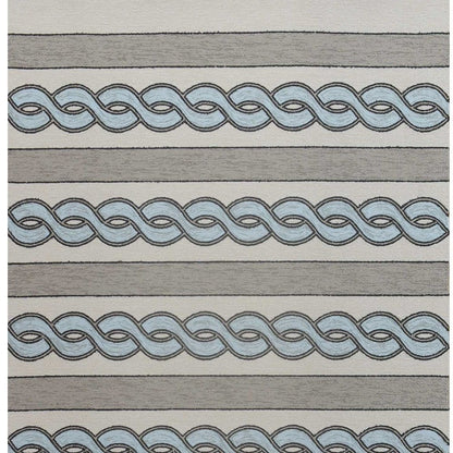 8' X 11' Ivory Light Blue And Gray Geometric Hand Hooked Area Rug HomeRoots