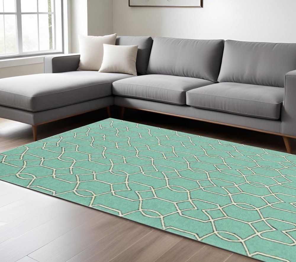 7' X 10' Green Moroccan Indoor Outdoor Area Rug HomeRoots