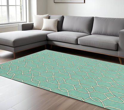 7' X 10' Green Moroccan Indoor Outdoor Area Rug HomeRoots