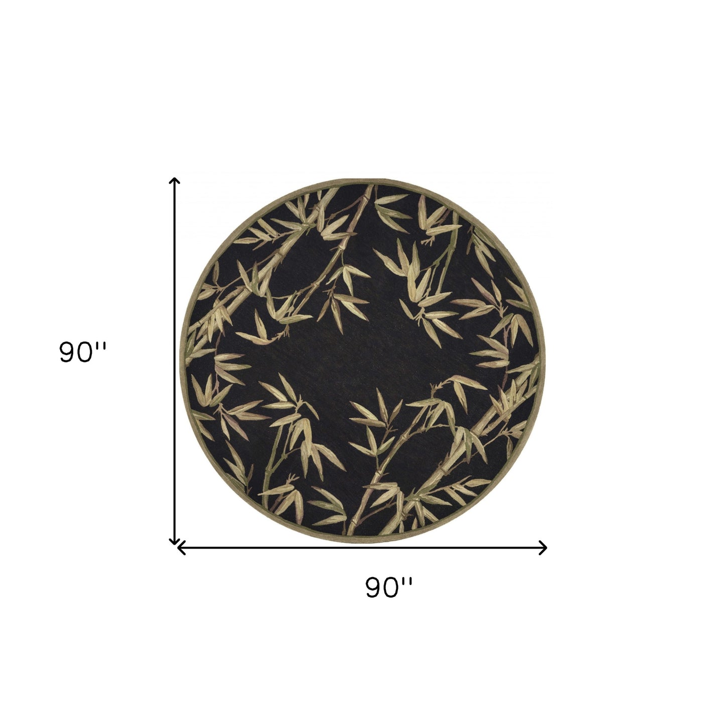 5' Black Round Wool Hand Tufted Area Rug