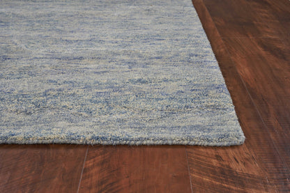 7 X 9  Wool And  Viscose Ocean Blue Area Rug