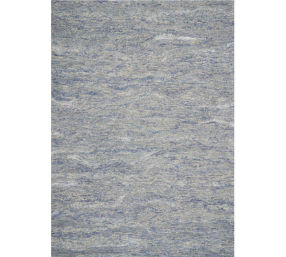 7 X 9  Wool And  Viscose Ocean Blue Area Rug